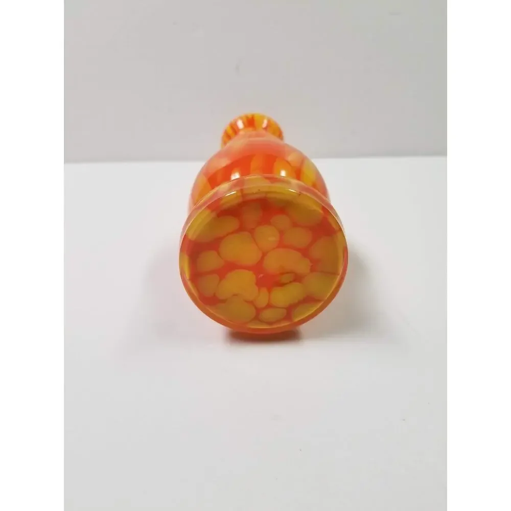 Vintage Czech Spatter Glass Bud Vase Orange Yellow Art Deco End of Day 8.25